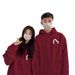 Burgundy Hooded Sweatshirt Couple Outfit, New Autumn And Winter Style, High-end, Loose, Casual, Fleece-lined, Thickened_ecoleips.com