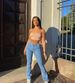 Women's Clothing Blogger High Waist Elastic Bell Bottom Pants Hot Girl Slim Raw Edge Long Jeans_ecoleips.com
