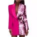 Women’s Clothing autumn new red sequined long sleeved stitching fashion casual trend V neck long sleeved slim professional skirt_ecoleips.com