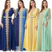 Women's Clothing Arab Evening Dress Abaya Robe Dubai Sequined Ultra Long Sleeve Two Piece Dress_ecoleips.com