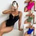 Women's Clothing Swimsuit Multi Color Splicing One Piece Sexy Swimsuit Backless Swimsuit_ecoleips.com