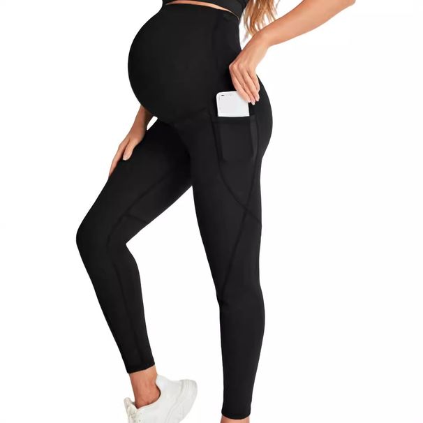 Women's Clothing Fitness Quick Drying Sports Pockets Nude Tights For Pregnant Women With Simple High Elastic High Waist Yoga Pants_ecoleips.com