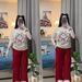 Women's Clothing Women's Summer Fashion Cat Print Two-Piece Set Short Sleeve Suit Loose Cargo Wide Leg Pants For Formal & Casual_ecoleips.com