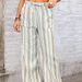 Women's Loose Fit Stripe Print Chiffon Trousers, Mid-Rise Wide Leg Palazzo Pants With Pockets, Flowy Casual Elegant Pants For Daily Wear_ecoleips.com