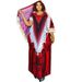 African Women's plus Size Robe Long Dress with Printed Rhinestones Cross Border Style with Headscarf_ecoleips.com