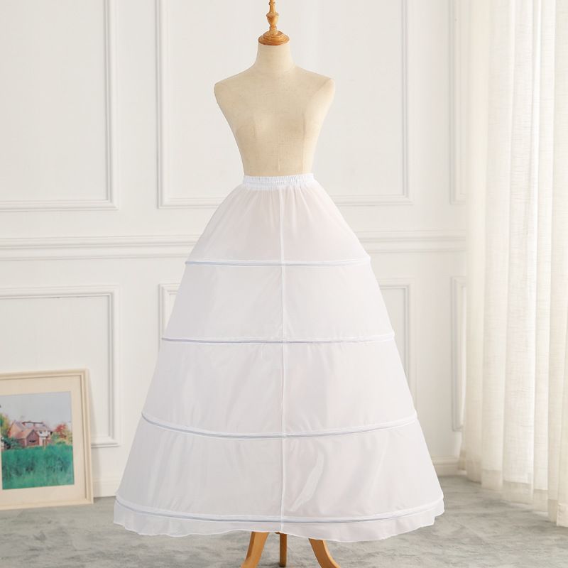 Wedding Dress Hoop Skirt – 4 Steel Hoops, Adjustable Waist, Floor-Length Petticoat For Bridal & Formal Gowns (White)_ecoleips.com