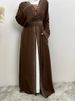 Hot Selling Ramadan Rhinestone Cardigan Islamic Dresses With Pockets Kebaya Muslim Kimono Abaya Dubai Modest Clothing Women Red_ecoleips.com