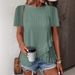 Women's Fashion Casual Solid Color T-Shirt Round Neck Short Sleeved Spring Summer New American_ecoleips.com