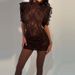 Retro Solid Color Short Sleeved Summer Dress Fashion Embroidery Perspective Party Dress Ladies Stand Collar Lace Slim Mini Dress_ecoleips.com