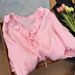 Water Forest French Romantic Linen Handmade Edge V-Neck Tie Shirt Women, Loose And Versatile Top For Women_ecoleips.com