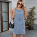 Women's Washed Backless Casual Vest Dress with Suspender Skirt European American Style Summer Spring/Autumn Clothing_ecoleips.com