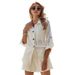 Women's Casual Long-Sleeved Shirt In Spring, Made Of Cotton And Linen, Available In Plus Sizes_ecoleips.com