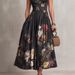 Women's Clothing Style Women's Sleeveless Long Dress Black Digital Print With 3D Flowers Slim Fit Design For Formal & Casual_ecoleips.com