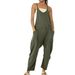 Women's Clothing Women's Adjustable Buckle Jumpsuit Solid Color With Wide Hip Pocket For Formal & Casual For Women_ecoleips.com