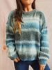 Women's Clothing Fashion Gradient Knit Sweater Women's Long Sleeve Cable Pullover With Faux Fur Trim_ecoleips.com