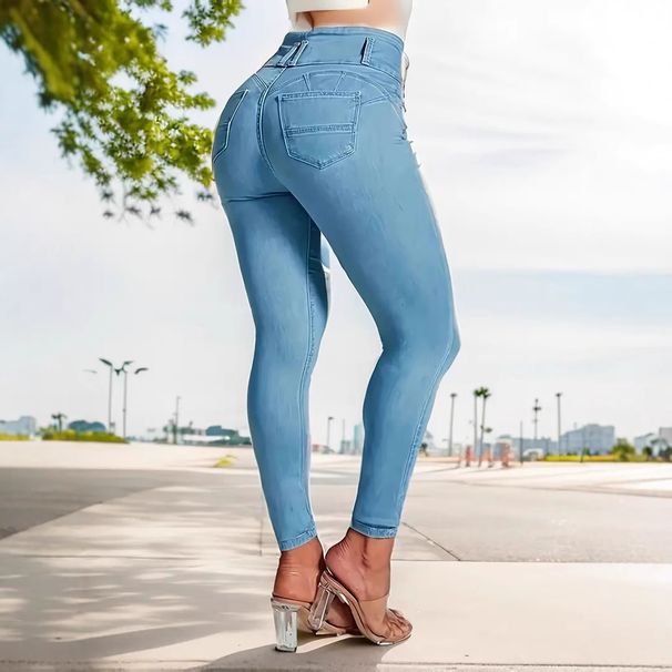 High Waist Hip Lifting Skinny Jeans Women's Casual Fashion Cotton Denim Spring Autumn Solid Color Office Lady Street Style_ecoleips.com