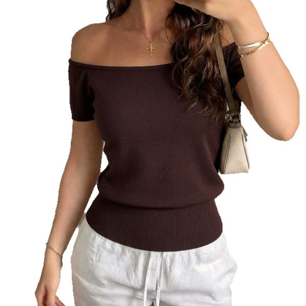 Retro Off-Shoulder Top For Women Trendy Style Spring Summer_ecoleips.com
