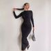 Women's Slim Fit High End Solid Color Long Dress Spring Autumn European American Style Temperament Bodycon Slit Dress_ecoleips.com