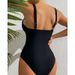 Women’s Clothing new conservative one piece swimsuit women's solid color drawstring hollow tight beach swimsuit_ecoleips.com