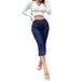 High Waist Cropped Flared Jeans Women's Slim Fit Denim Front Patch Pocket Design European American Style Summer New_ecoleips.com