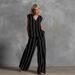 2026 Cross-border French Minimalist Style Black And White Vertical Striped Loose Slimming Cotton-linen Two-piece Set_ecoleips.com