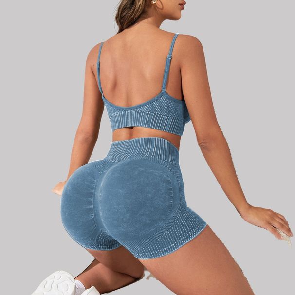 Women's Clothing Hip Shorts Fitness Clothes Sports 2 Piece Suit Frosted Washed Seamless Yoga Set_ecoleips.com