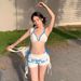 Women's Summer Bikini Swimsuit Letter Print Halter Neck High Waist Strappy Two Piece Hot Girl Set_ecoleips.com