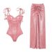 Glow-In-The-Dark One-Piece Swimsuit With Bow Accent – Sexy Contoured Fit For Women (S/M/L/Xl, Nylon-Spandex Blend, Non-Wired)_ecoleips.com