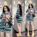 Women's Striped Cartoon Loose Fit Short Sleeve Two Piece Set Summer Casual Sports Suit Bear Pattern_ecoleips.com