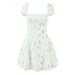 Sweet Floral Lace Mini Dress – Cottagecore Style, Puff Sleeves & Square Neck (S/M/L, High Waist & Ruffle Hem)_ecoleips.com