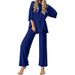 2024 Autumn European And American Women's Fashion Simple Round Neck Five-Quarter Sleeve Comfortable Top Loose_ecoleips.com