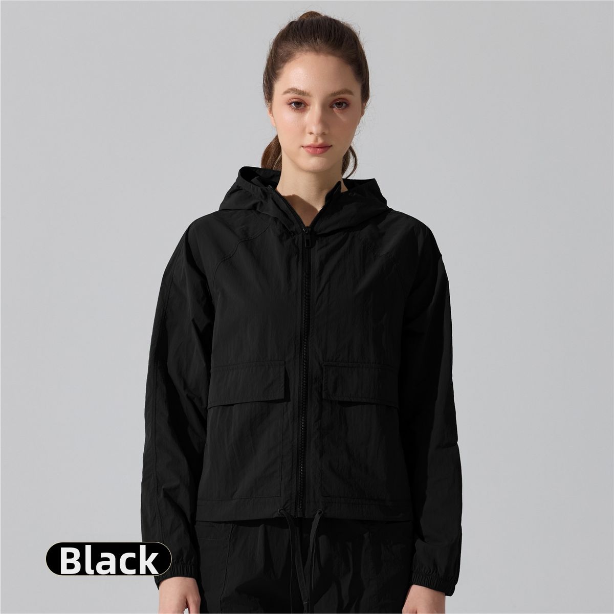 Women's Windproof Waterproof Running Jacket UV Protection Fitness Sports Top With Hood Drawstring Lightweight Quick Drying_ecoleips.com
