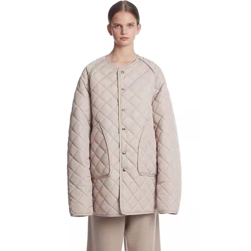 girl Celebrity Style Multi-Color Diamond Check Thickened Warm Loose Cotton Jacket_ecoleips.com