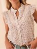 Ins2026 New Product Women's Printed Small Floral Lace Splicing Small Flying Sleeve Shirt Top_ecoleips.com