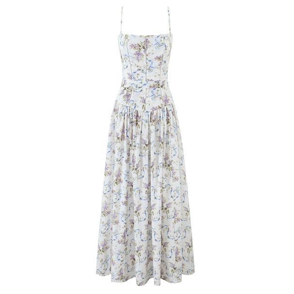 Women's Clothing French Romantic Summer Floral Wrap Dress With Waist Ties & Lace Trim_ecoleips.com