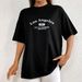 Women's Clothing Women's Casual Black T-Shirt Round Neck Short Sleeve Letter Print Simple Sports Top Style Loose Fit_ecoleips.com