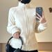Women's Clothing Slim Fit Polar Fleece Stand Up Collar Plus Velvet Sweater Jacket For Women Spring And Autumn_ecoleips.com