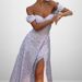 Women's Off-The-Shoulder Slim Fit Dress Floral Print Sexy Slit American Spring New Arrivals_ecoleips.com