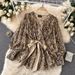 Retro Snake Print V-Neck Blouse – Wrap Front Tie-Waist Shirt With Puff Sleeves For Women (One Size, 3 Colors)_ecoleips.com