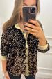 Glitter Collar Button-Up Shirt – Winter Trendy Blouse With Sequin Detailing (Breathable Polyester, Comfort Stretch, Elegant & Edgy Style)_ecoleips.com