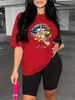 Summer Women's Casual Fashion NEVER Give Up Letter Printed Loose T-shirt Shorts Two-piece Set Summer Sportswear Suitable For Daily Wear-168_ecoleips.com