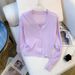 Women's Clothing Summer Style Women's Cardigan Sun Protection Ice Silk Knitted Thin Top Long Sleeve For Formal & Casual_ecoleips.com