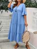 Plus Size Summer Solid Color Textured Loose Dress_ecoleips.com