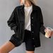Oversized Denim Jacket For Women – Classic Loose Fit, Long Sleeve, Multiple Colors (Black, Navy, Light Blue, White) – Casual & Streetwear Essential_ecoleips.com