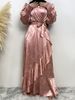 Fashion Flower Turkey Satin Abaya Muslim Woman Jilbeb Kaftan Moroccan Wedding Caftan Dress Pakistani Salwar Kameez Indian Robe_ecoleips.com
