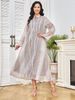Women's New Sequined Fashion Muslin Dress Kaftan Mesh Abaya Dress_ecoleips.com