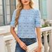 Women's Clothing Summer Hot Selling Casual Hollow Lace Bubble Short Sleeved Shirt Top_ecoleips.com