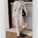 2024 Autumn Winter New Foreign Trade Women's Long Sleeve Turn-Down Collar Solid Color Double-Breasted Slim Coat_ecoleips.com