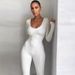 Sexy Long Sleeved Jumpsuit European And American Design Irregular Low Cut Solid Color Temperament Top for Women Fashionable_ecoleips.com