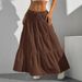 Women's Clothing White Skirt Lace Up Big Swing Skirt Loose Long Skirt_ecoleips.com